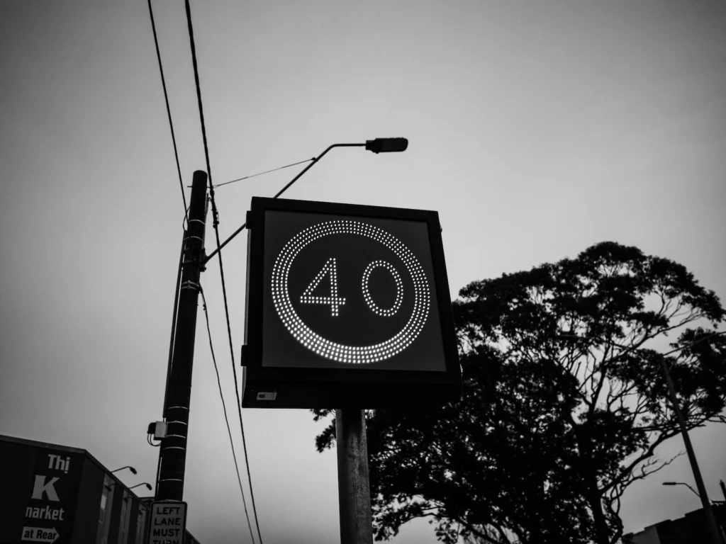 Low Angle Shot of Speed Limit Sign "40"