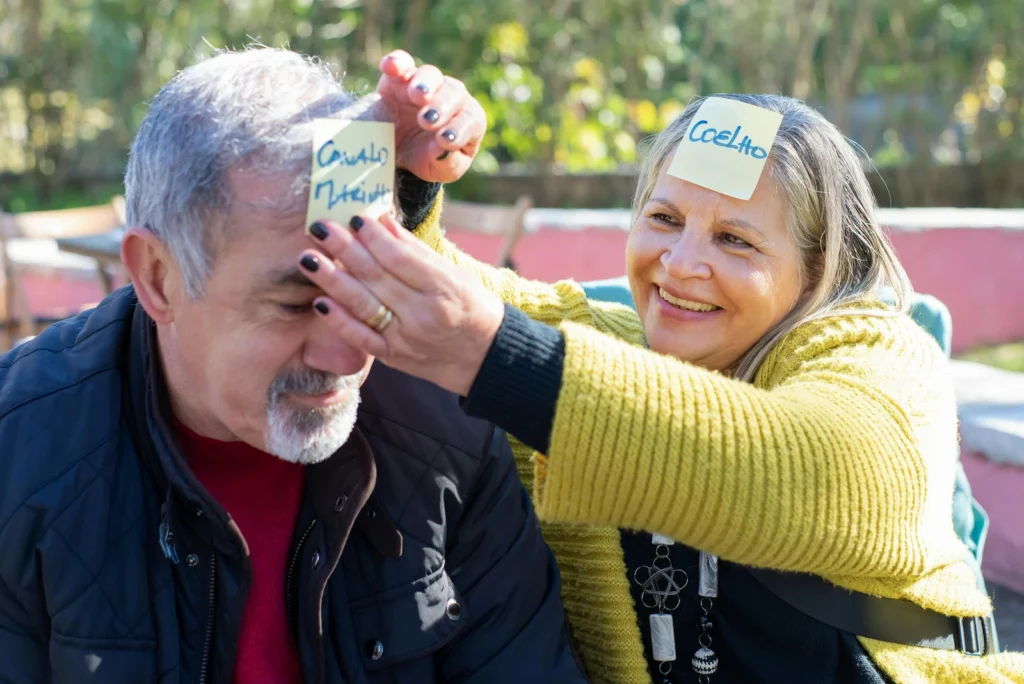 Sticky Notes on Elderly People's Forehead